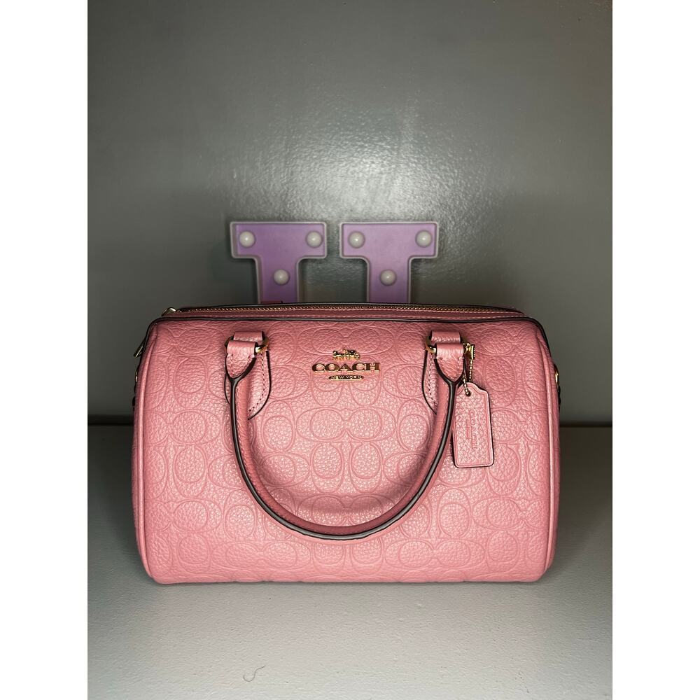 Coach Rowan Satchel Bag In Signature Leather PEONY